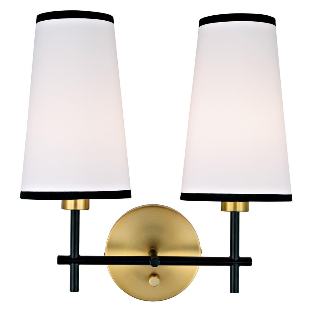 Jvi Designs 1276-10 Bellevue Two Light Wall Sconce In Satin Brass And Black