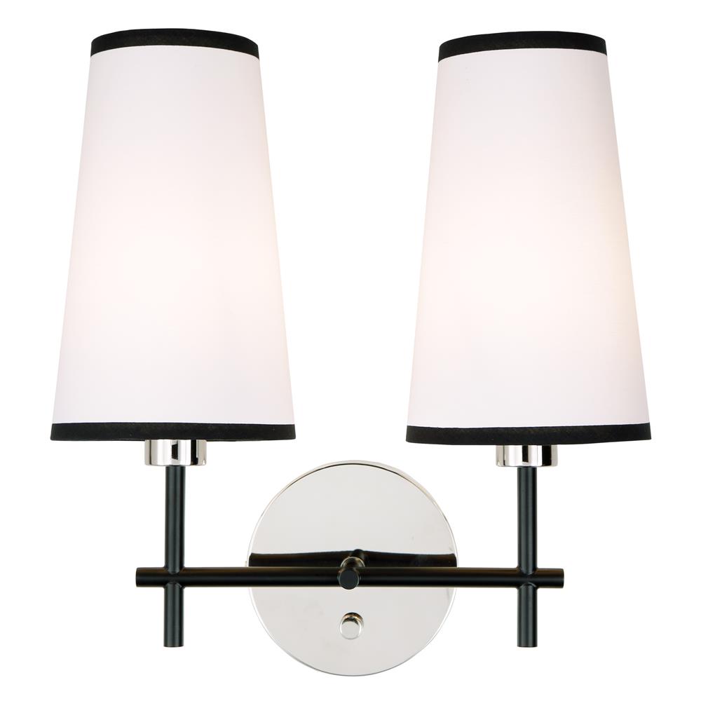 Jvi Designs 1276-15 Bellevue Two Light Wall Sconce In Polished Nickel And Black