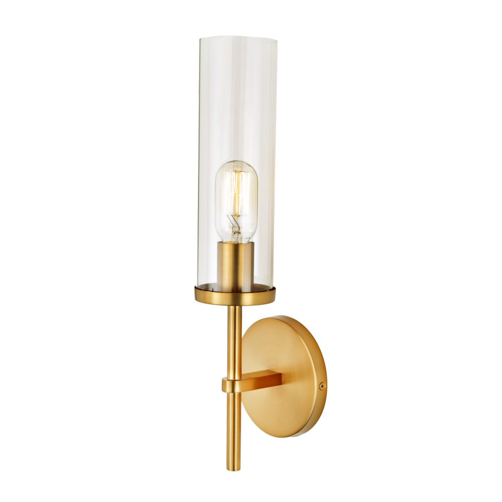 JVI Designs 1277-10 Alford tall clear glass one light sconce in Satin Brass