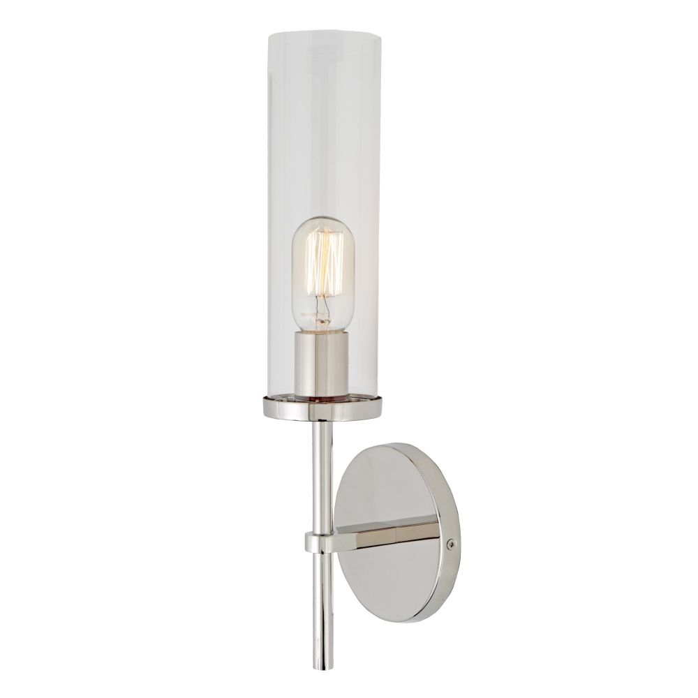 JVI Designs 1277-15 Alford tall clear glass one light sconce in Polished Nickel