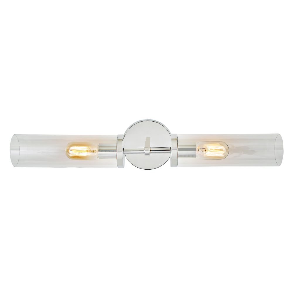 JVI Designs 1278-15 Alford tall clear glass two light sconce in Polished Nickel