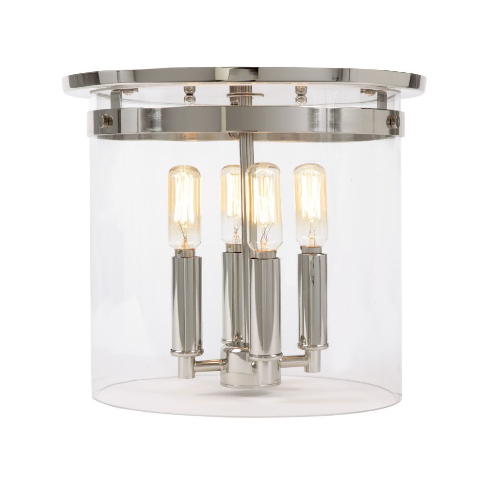JVI Designs 3022-15 Roxbury four light cylinder glass flushmount in Polished Nickel