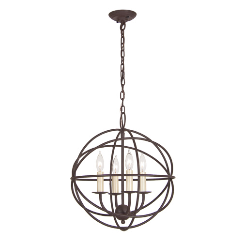 JVI Designs 3031-22 Four light globe chandelier in Rust