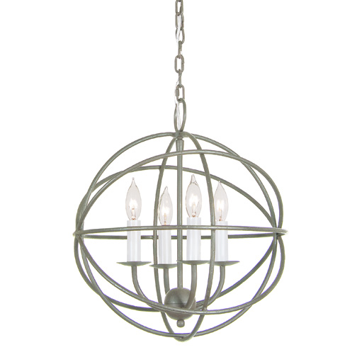 JVI Designs 3031-23 Four light globe chandelier in Aged Silver
