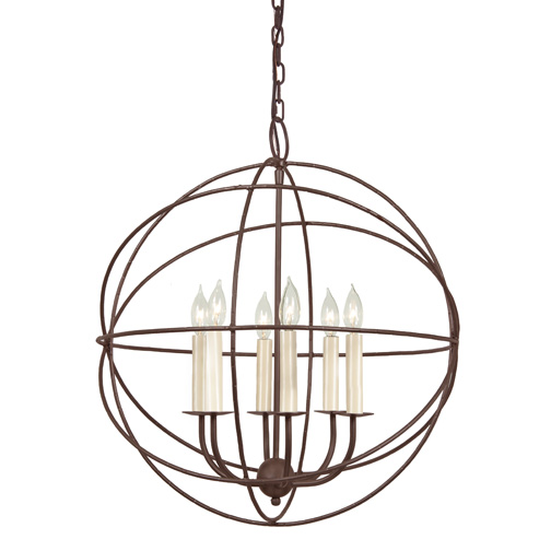JVI Designs 3033-22 Six light globe chandelier in Rust