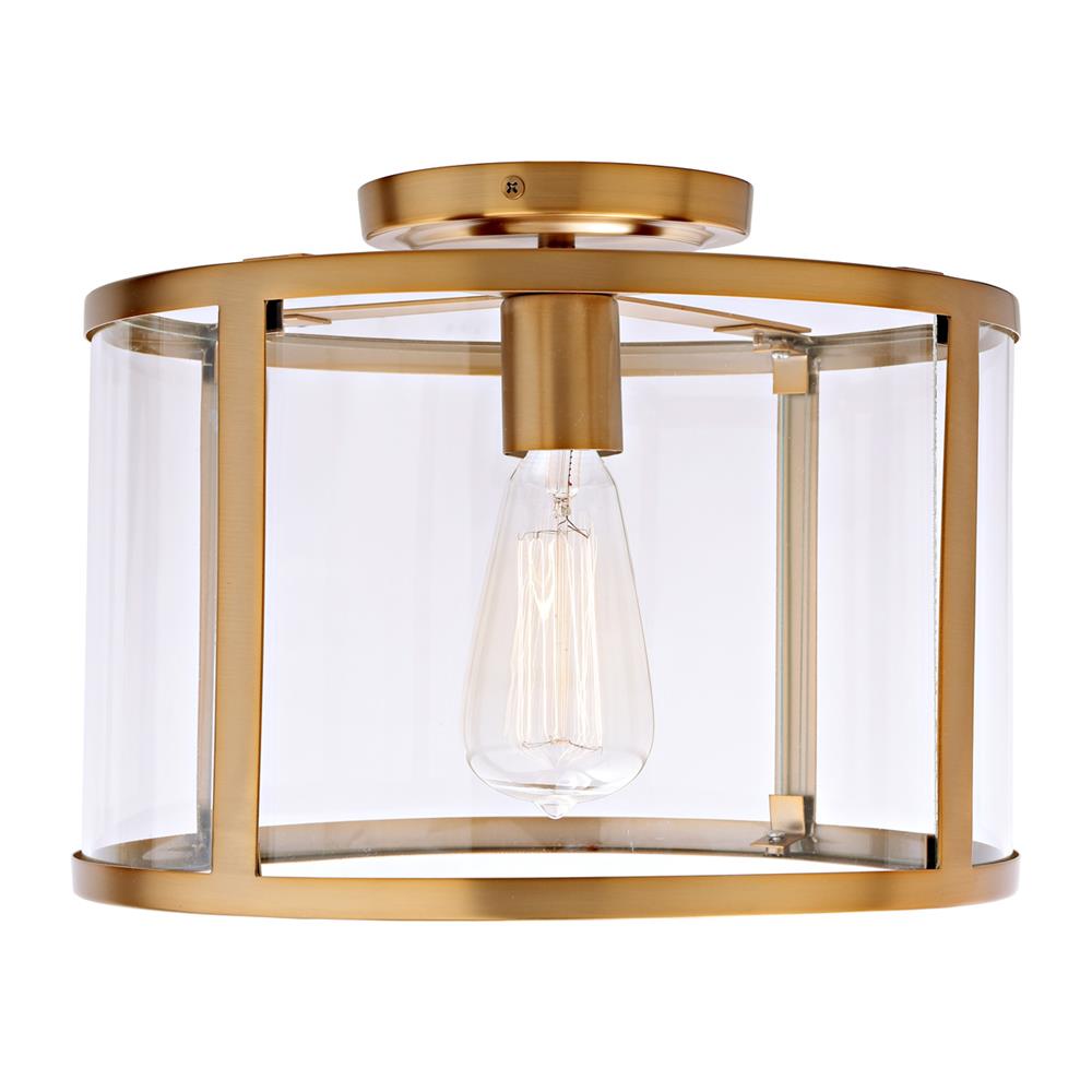 JVI Designs 3060-10 Bryant One Light Semi-Flush Ceiling Light in Satin Brass