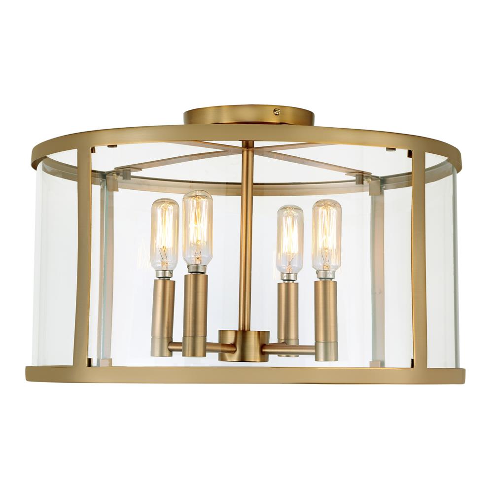 JVI Designs 3061-10 Bryant Four Light Semi-Flush Ceiling Light in Satin Brass