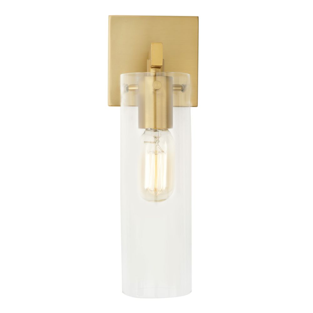 JVI Designs 452-10 Warick one light sconce cylinder glass shade in Satin Brass
