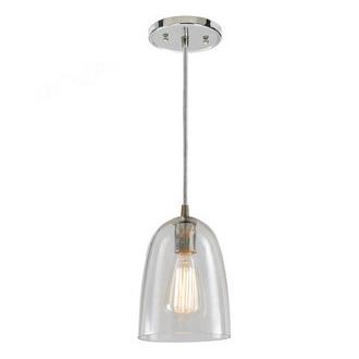 JVI Designs 1300-08 G4 One light grand central Pendant oil rubbed bronze finish 6" Wide, clear mouth blown glass ramona shade