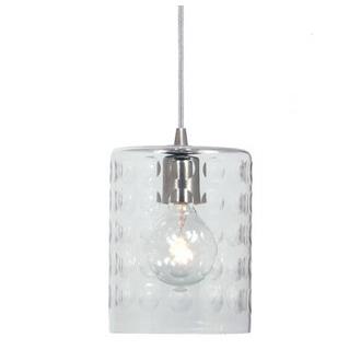 JVI Designs 1300-15 G10 One light grand central Pendant polished nickel finish 6" Wide, hammered column mouth blown glass shade