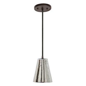 JVI Designs 1300-15 G2-AM One light grand central Pendant polished nickel finish 7.5" Wide, antique mercury mouth blown glass medium cone shade