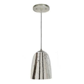 JVI Designs 1300-15 G4-AM One light grand central Pendant polished nickel finish 6" Wide, antique mercury mouth blown glass ramona shade