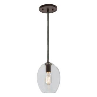 JVI Designs 1300-17 G3 One light grand central Pendant pewter finish 6" Wide, clear mouth blown glass sophie shade
