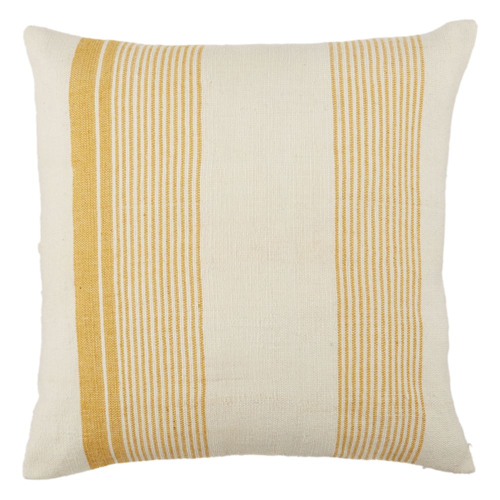 Jaipur Living ACA01 Acapulco 20" x 20" Parque Indoor/ Outdoor Striped Poly Fill Pillow in Gold / Ivory