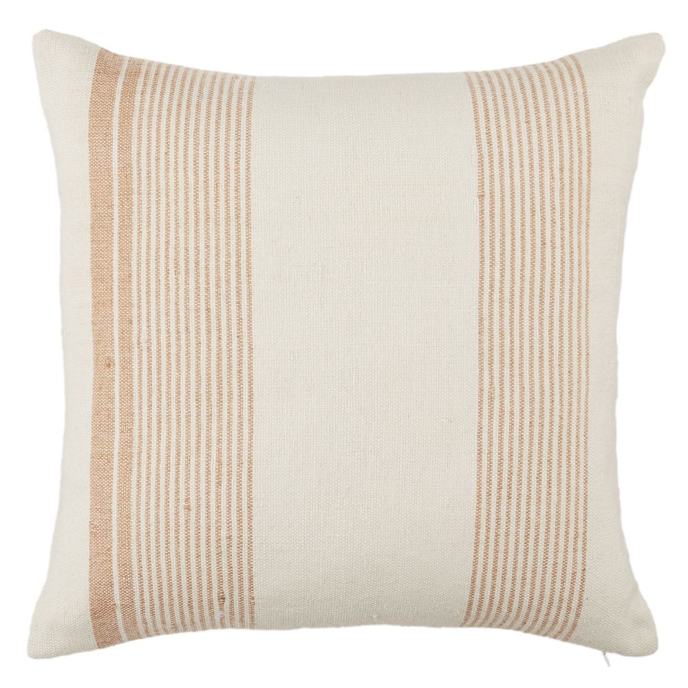Jaipur Living ACA02 Acapulco 20" x 20" Parque Indoor/ Outdoor Striped Poly Fill Pillow in Tan / Ivory