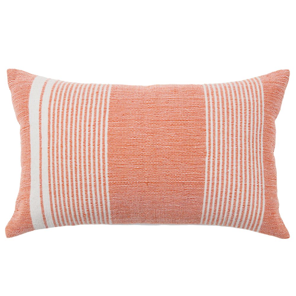 Jaipur Living ACA10 Carinda Handmade Indoor/Outdoor Striped Orange/Light Gray Pillow Cover (13"X21" Lumbar)