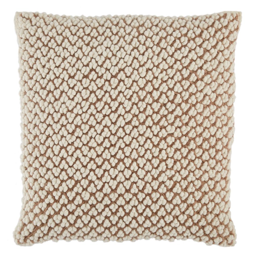 Jaipur Living AGO02 Madur Textured Ivory/ Tan Down Throw Pillow 22 inch