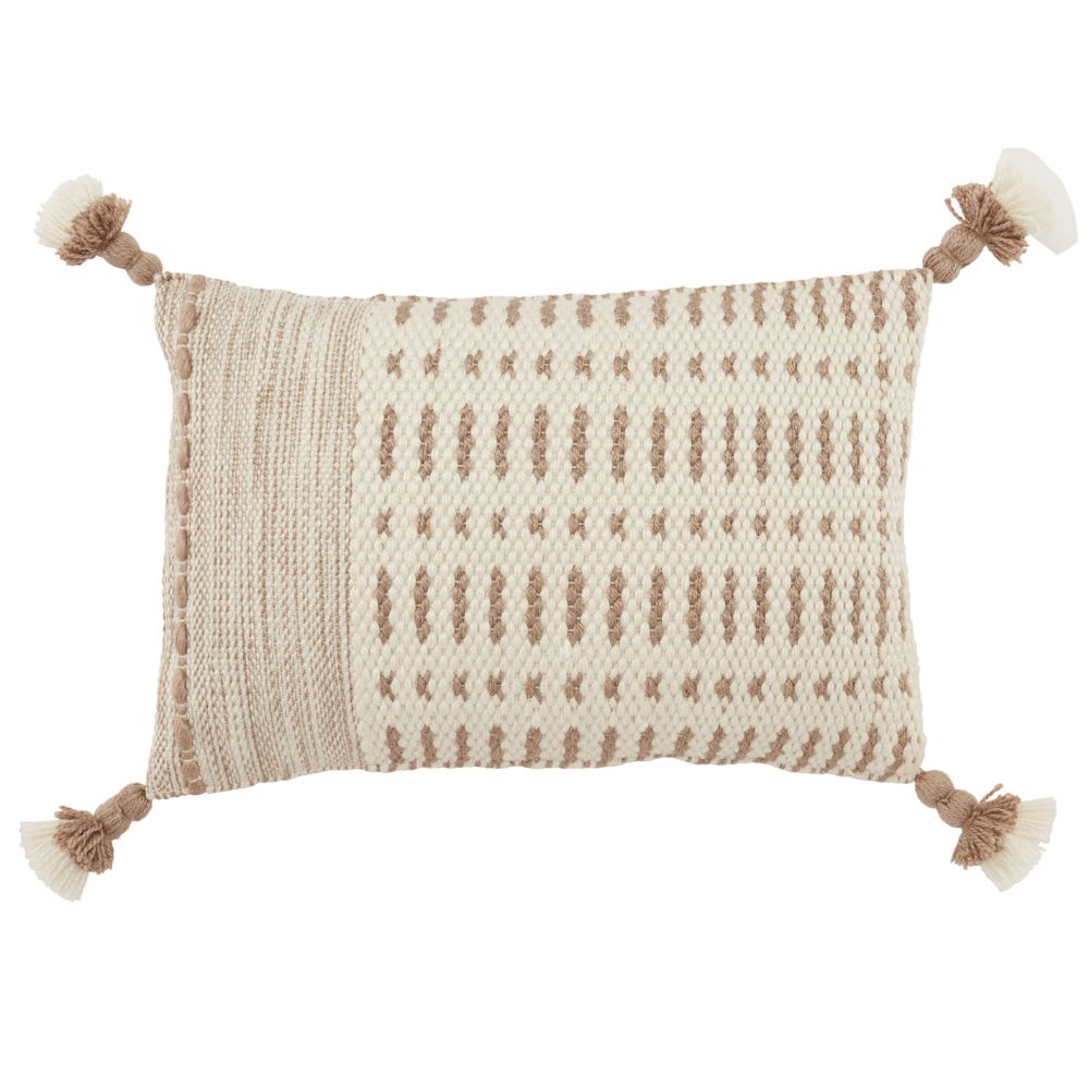 Jaipur Living ARM01 Calvert Tribal Light Taupe/ Ivory Indoor/ Outdoor Lumbar Pillow Cover 13X21 inch