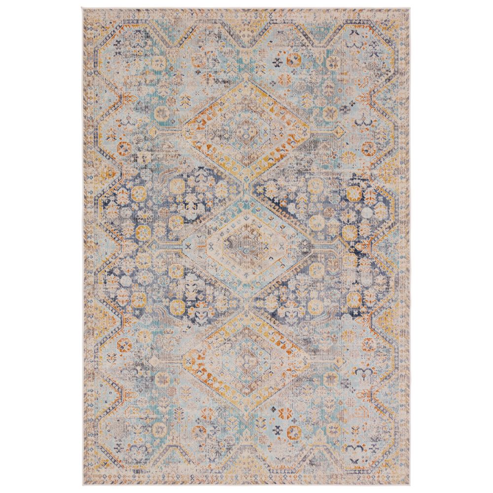 Vibe by Jaipur Living BEQ02 Marquess Indoor/Outdoor Medallion Blue/ Orange Area Rug (18"X18")