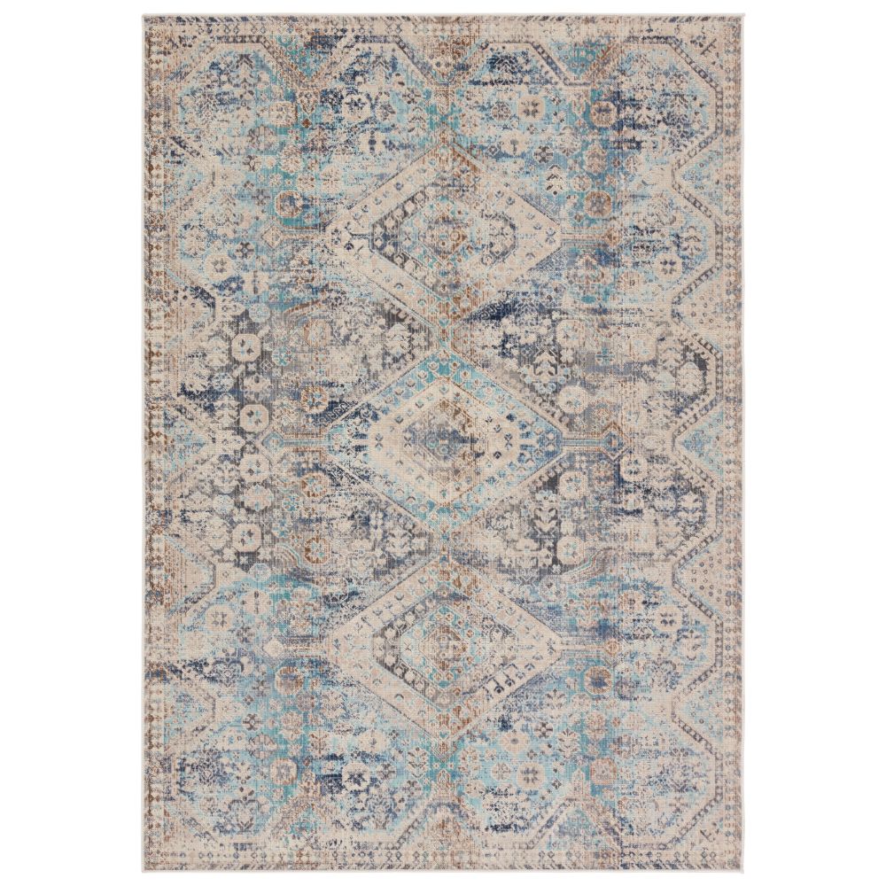 Vibe by Jaipur Living BEQ03 Marquess Indoor/Outdoor Medallion Blue/ Gray Area Rug (18"X18")