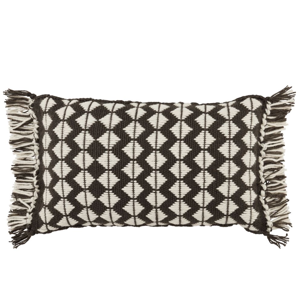 Jaipur Living CHE02 Perdita Geometric Black/ Ivory Indoor/ Outdoor Lumbar Pillow Cover 13X21 inch