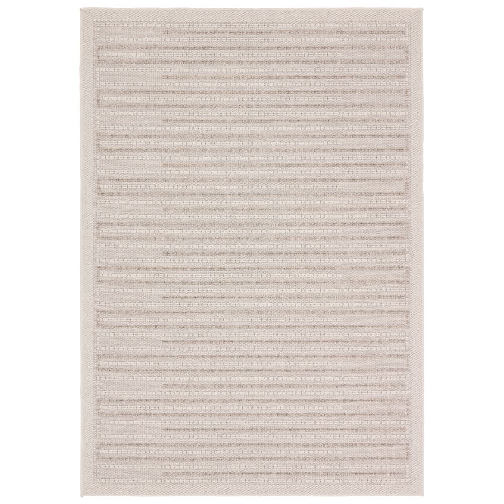 Vibe by Jaipur Living CNT03 Theorem Indoor/Outdoor Striped Taupe/ Cream Area Rug (18"X18")
