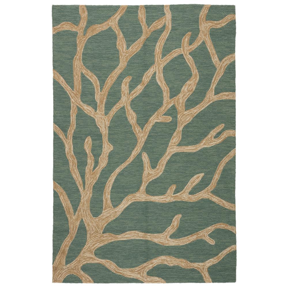 Jaipur Living COL13 Coral Indoor/ Outdoor Abstract Teal/ Tan Area Rug (2