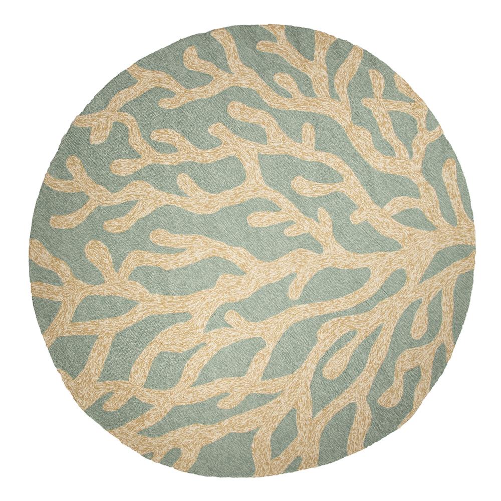 Jaipur Living COL13 Coral Indoor/ Outdoor Abstract Teal/ Tan Round Area Rug (8