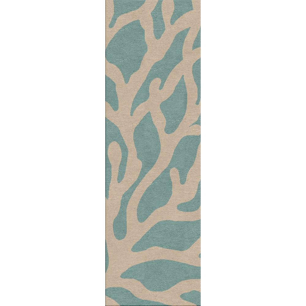 Jaipur Living COL13 Coral Indoor/ Outdoor Abstract Teal/ Tan Runner Rug (2