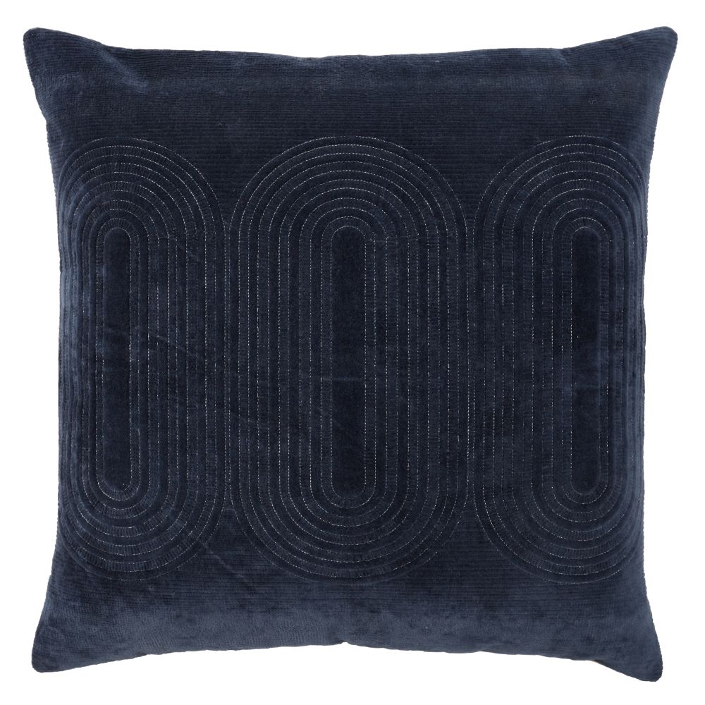 Nikki Chu by Jaipur Living DOC03 Deco 22" x 22" Joyce Geometric Poly Fill Pillow in Navy / Silver