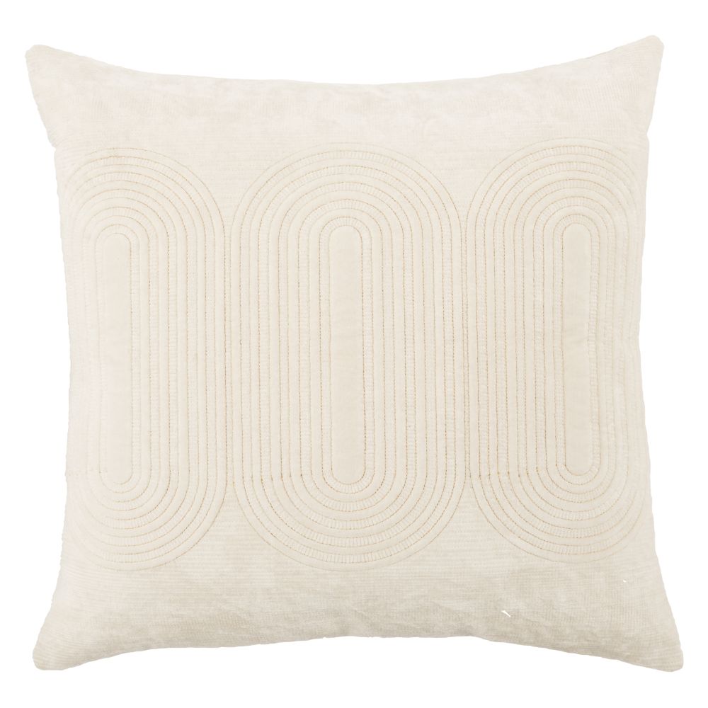 Nikki Chu by Jaipur Living DOC05 Deco 22" x 22" Joyce Geometric Poly Fill Pillow in Ivory / Gold