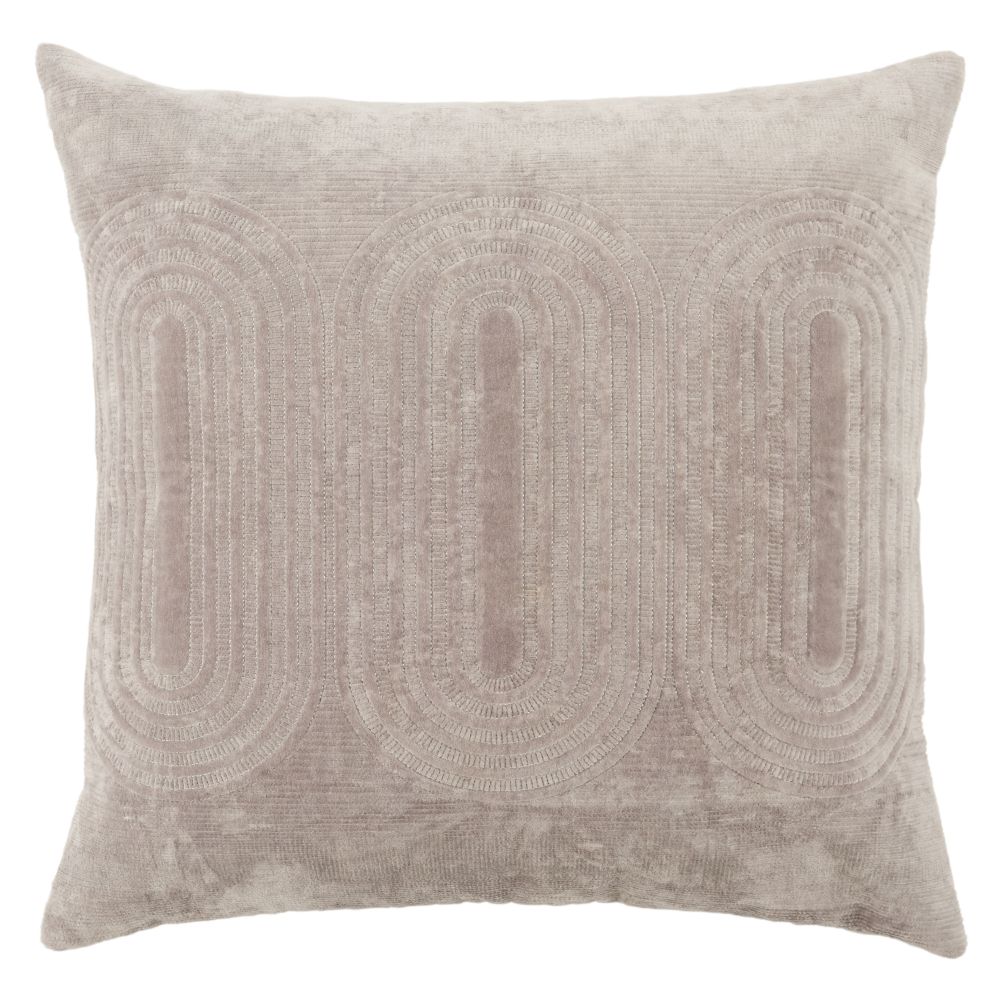 Nikki Chu by Jaipur Living DOC07 Deco 22" x 22" Joyce Geometric Poly Fill Pillow in Light Gray / Silver