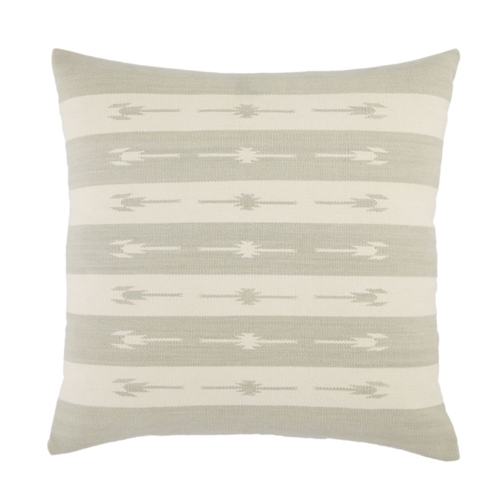 Jaipur Living EMN01 Vanda Stripes Light Gray/ Cream Down Throw Pillow 22 inch