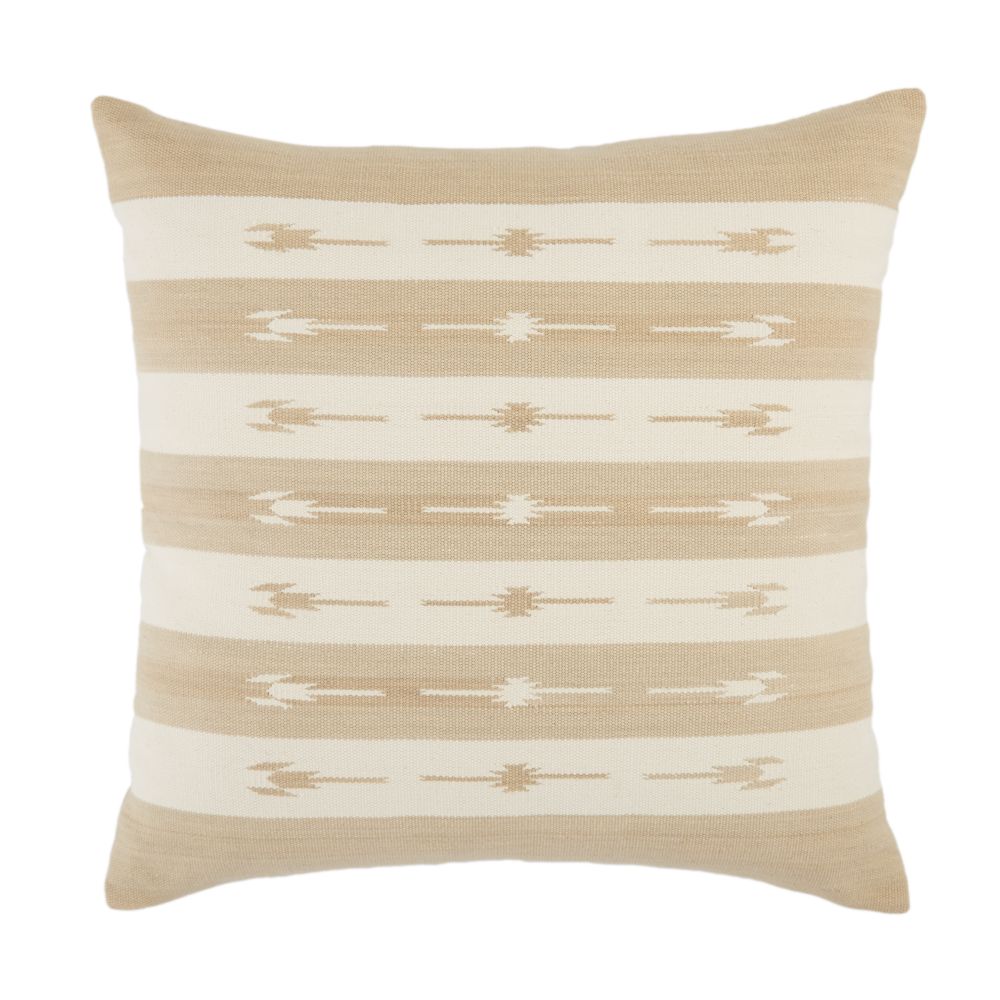 Jaipur Living EMN02 Vanda Stripes Taupe/ Cream Down Throw Pillow 22 inch
