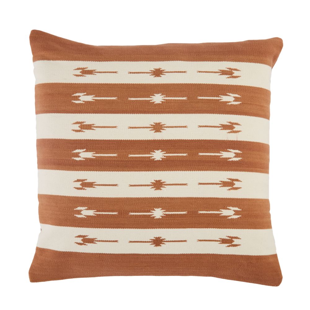 Jaipur Living EMN04 Vanda Stripes Terracotta/ Cream Down Throw Pillow 22 inch