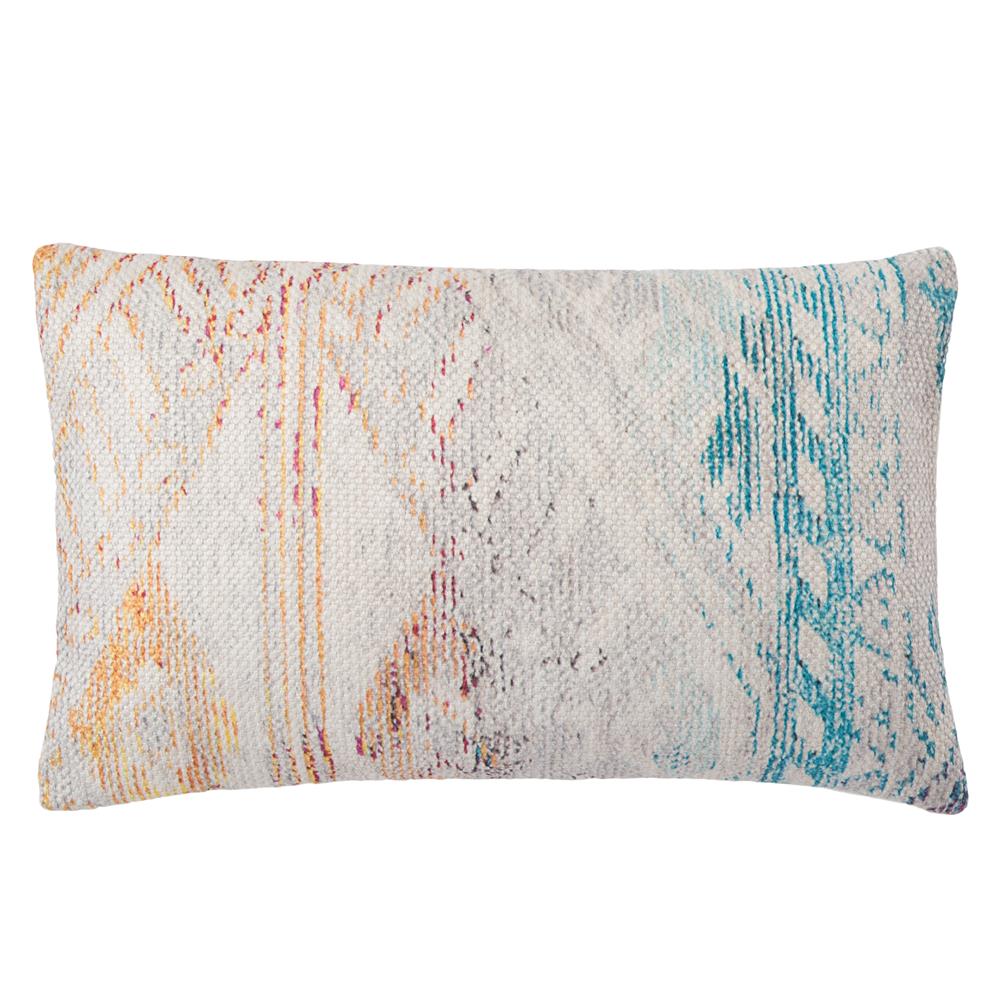 Nikki Chu by Jaipur Living GRN03 Tribe Throw Pillow in Multicolor & White 13"X21"