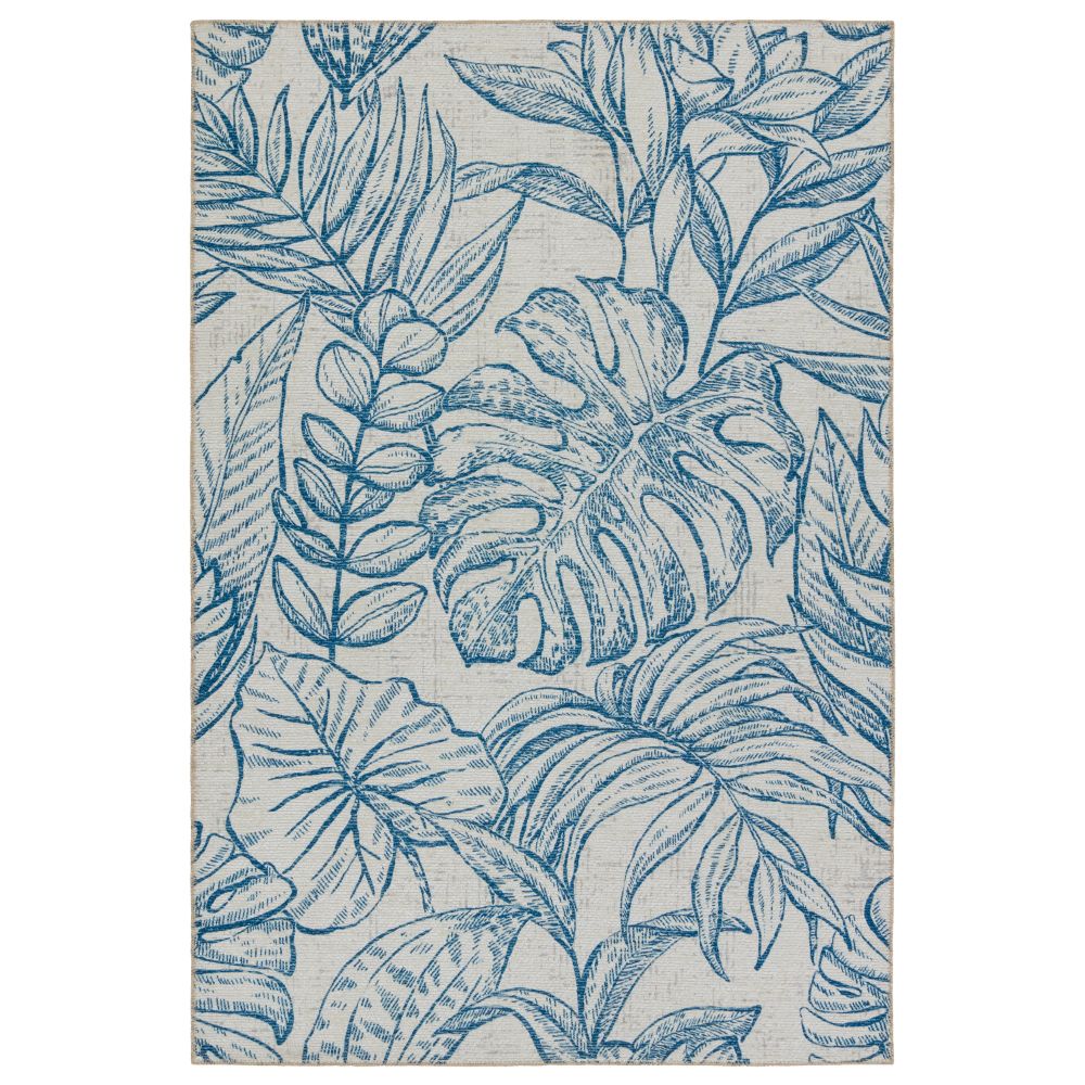 Vibe by Jaipur Living IBS03 Tropic Indoor/Outdoor Floral Navy/ Taupe Area Rug (18"X18")