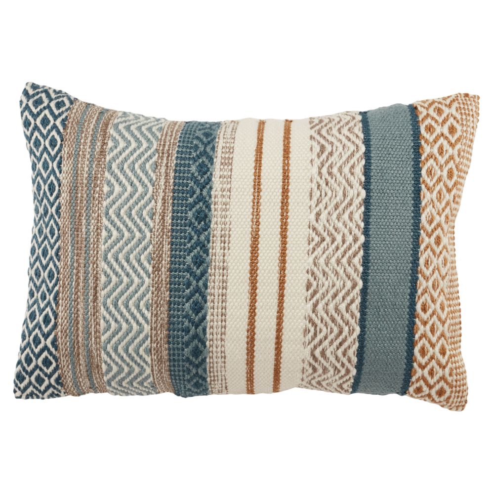 Jaipur Living ISK03 Fleeta Geometric Blue/ Gold Indoor/ Outdoor Lumbar Pillow Cover 16X24 inch