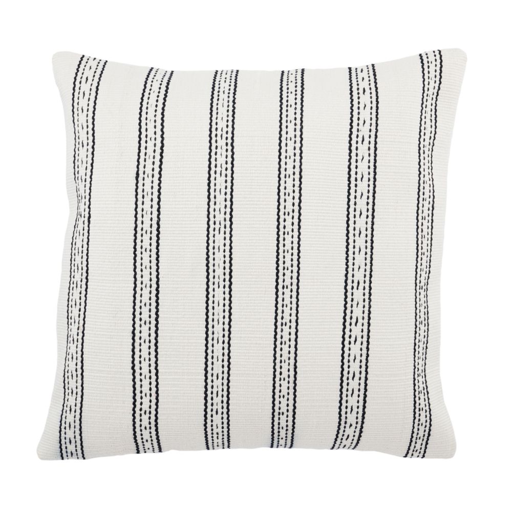 Jaipur Living KAD01 Kadri 20" x 20" Colter Indoor/ Outdoor Striped Poly Fill Pillow in Ivory / Black