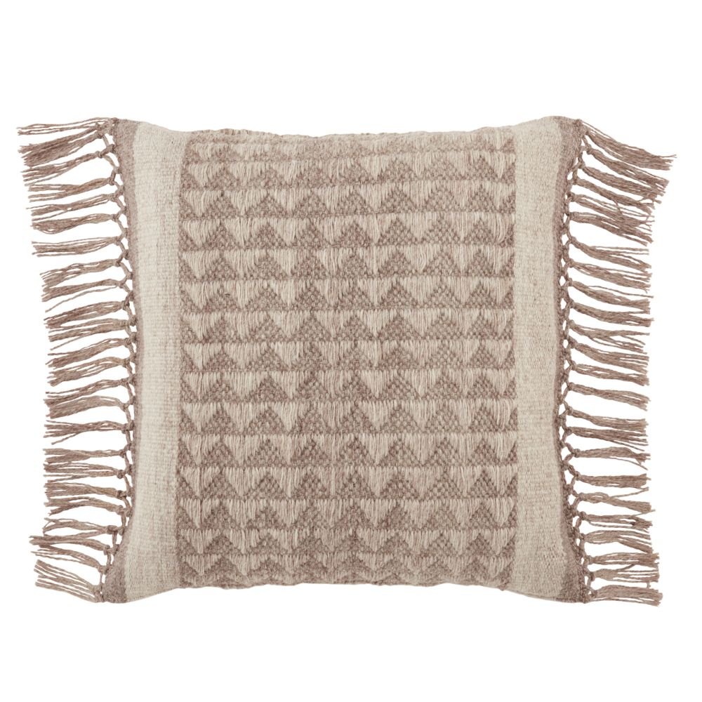 Vibe by Jaipur Living LIR01 Liri 18" x 18" Edris Indoor/ Outdoor Geometric Poly Fill Pillow in Taupe