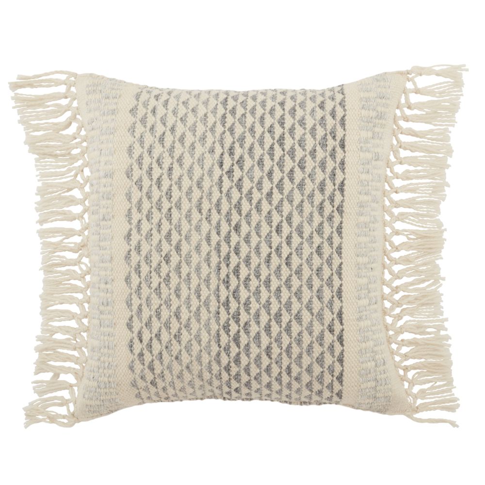 Vibe by Jaipur Living LIR09 Liri 18" x 18" Haskell Indoor/ Outdoor Geometric Poly Fill Pillow in Slate / Ivory