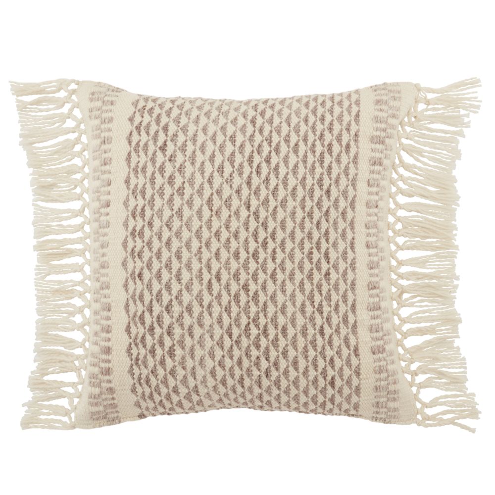 Vibe by Jaipur Living LIR10 Liri 18" x 18" Haskell Indoor/ Outdoor Geometric Poly Fill Pillow in Taupe / Ivory