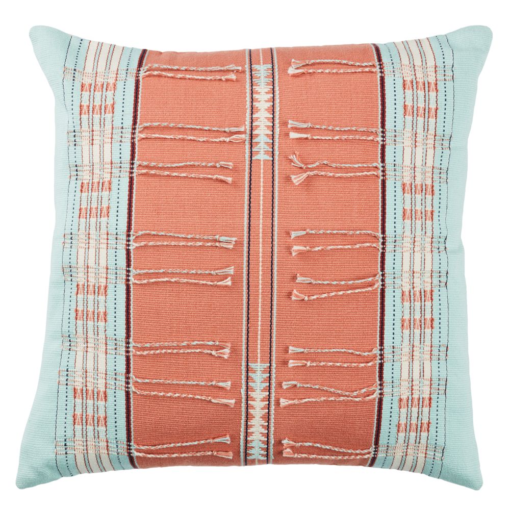 Jaipur Living NGW32 Pungro Tribal Sky Blue/ Coral Down Pillow (18" Square)