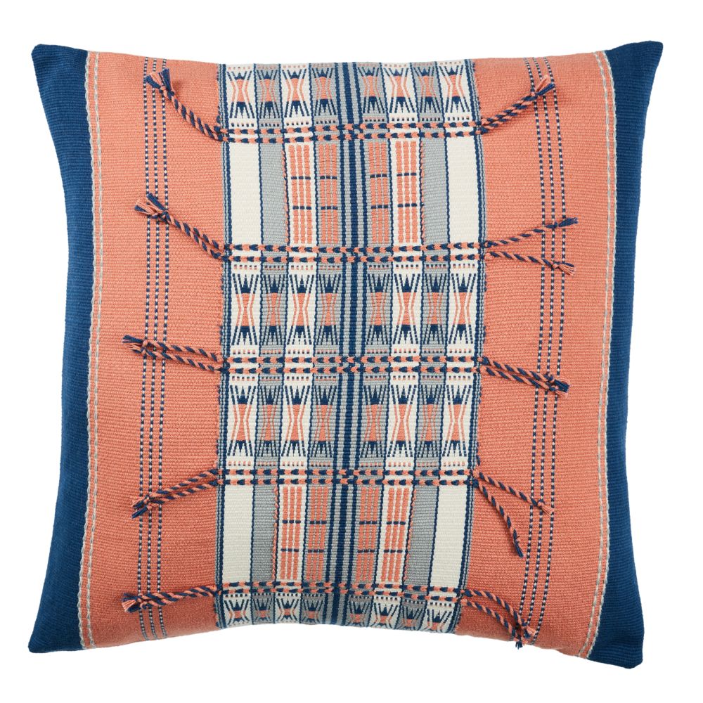 Jaipur Living NGW34 Japfu Tribal Coral/ Navy Down Pillow (18" Square)