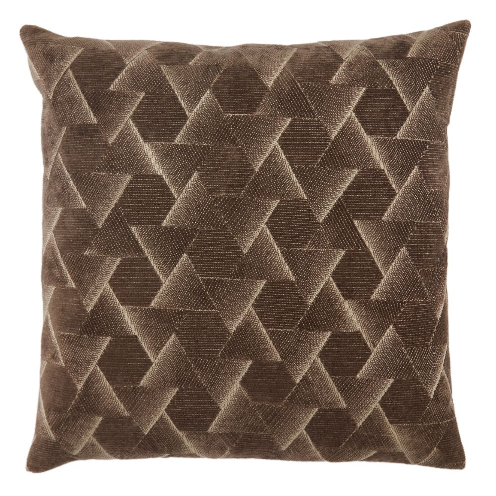 Jaipur Living NOU01 Jacques Geometric Dark Taupe/ Silver Poly Throw Pillow 22 inch
