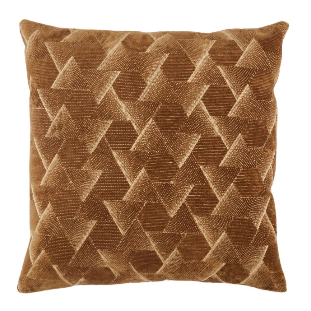 Jaipur Living NOU05 Jacques Geometric Brown/ Silver Poly Throw Pillow 22 inch