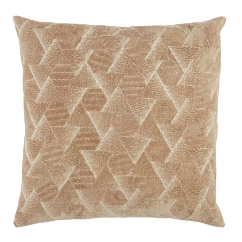 Jaipur Living NOU06 Jacques Geometric Beige/ Silver Poly Throw Pillow 22 inch