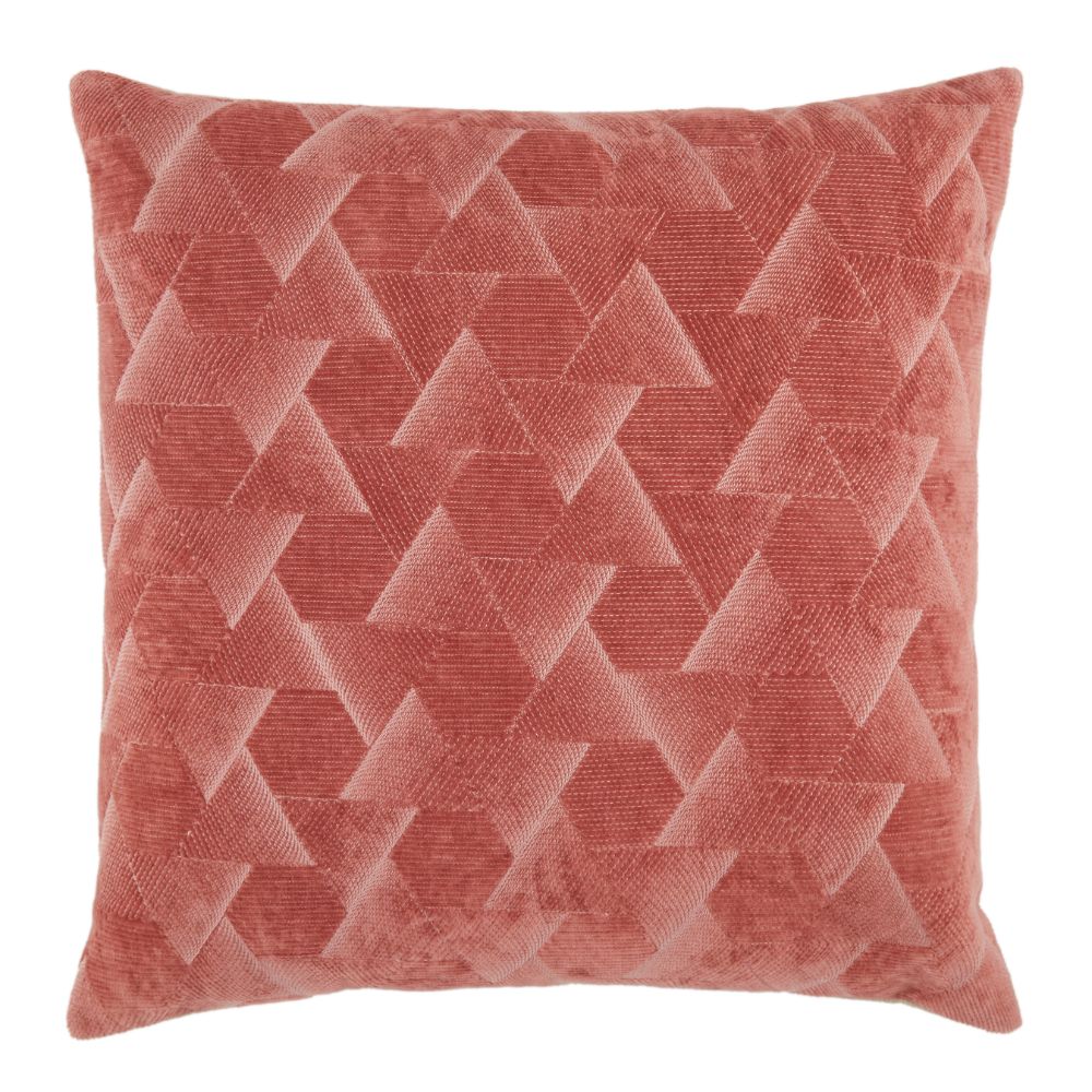 Jaipur Living NOU07 Jacques Geometric Dark Pink/ Silver Poly Throw Pillow 22 inch