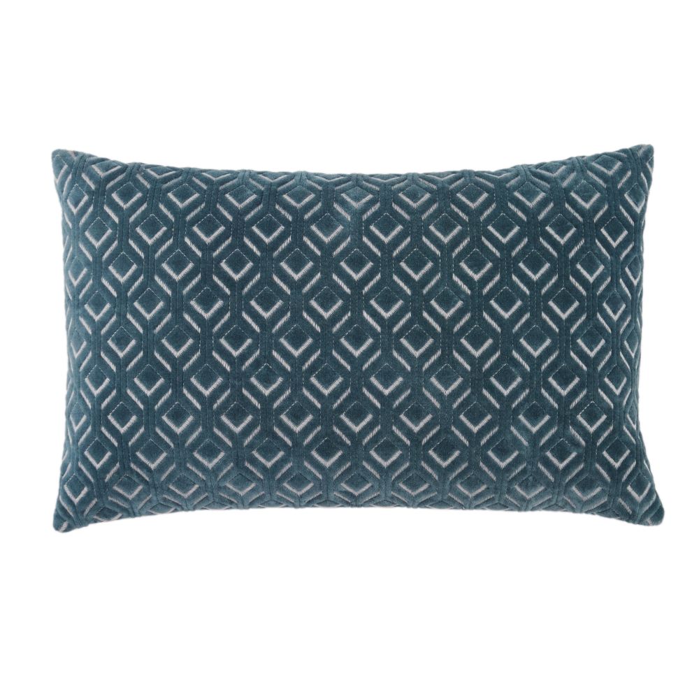 Jaipur Living NOU09 Colinet Trellis Blue/ Silver Poly Lumbar Pillow
