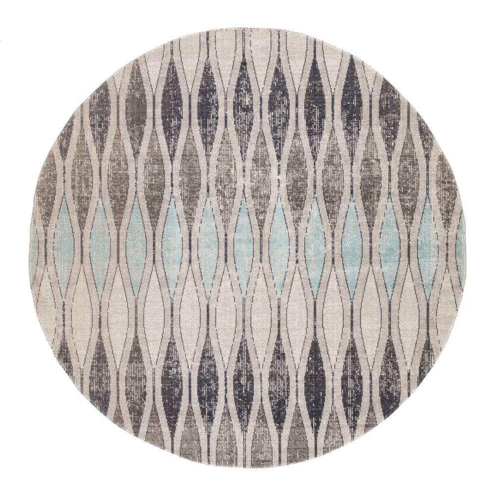 Jaipur Living POL02  Norwich Indoor/ Outdoor Geometric Gray/ Blue Round Area Rug (6
